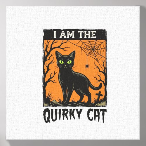 Quirky Cat Halloween Vintage Engraving T-Shirt Des Canvas Photo Tile