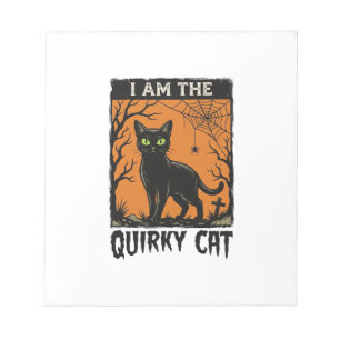 Quirky Cat Halloween Vintage Engraving T-Shirt Des Notepad