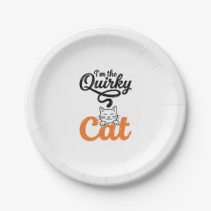 Quirky Cat Vintage Engraving Cat Lover Design_1 Paper Plates