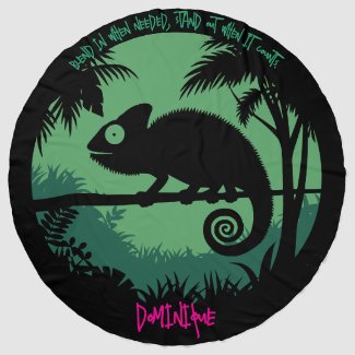 Quirky Chameleon Lime Green - Very Dark Cyan Round Beach Towel