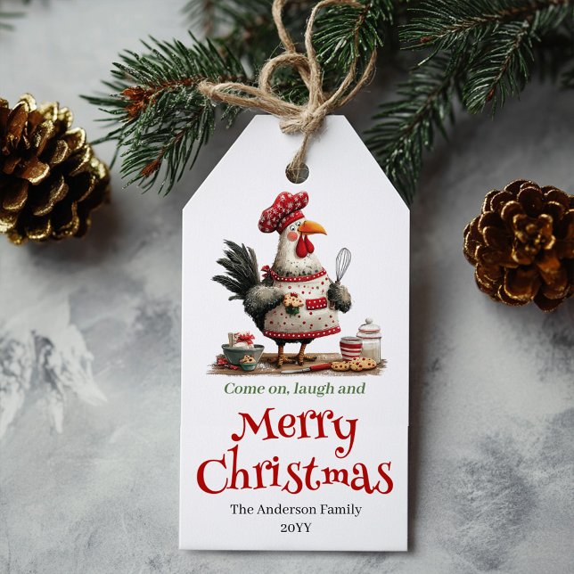 Quirky Chickens Christmas Gift Tag Hand Drawn (Quirky Chickens Christmas Gift Tag Hand Drawn)