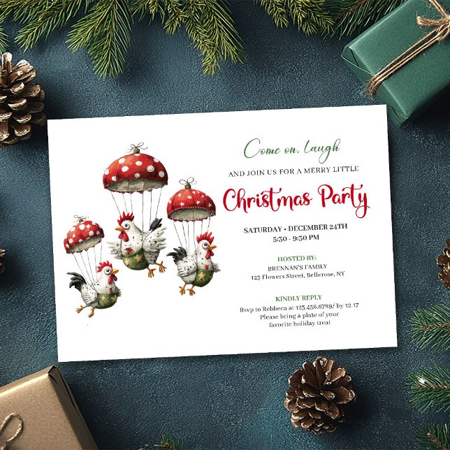 Quirky Chickens Editable Modern Christmas Invite (Quirky Chickens Editable Modern Christmas Invite)