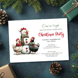 Quirky Chickens Hand Drawn Holiday Celebration Invitation