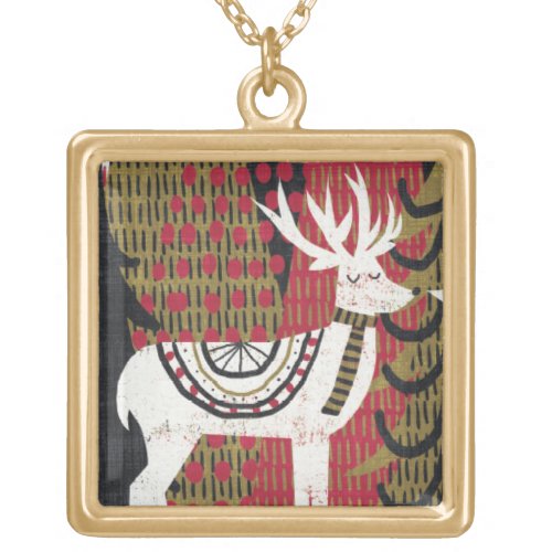 Quirky Christmas Deer Gold Plated Necklace