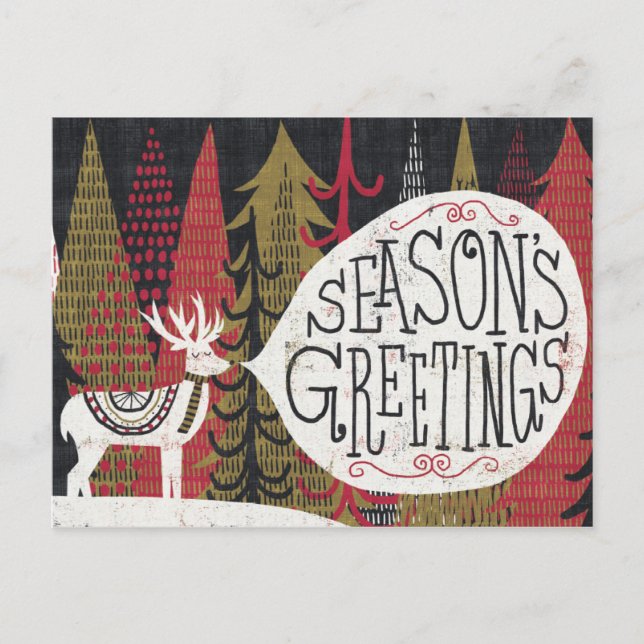 Quirky Christmas Deer Holiday Postcard (Front)