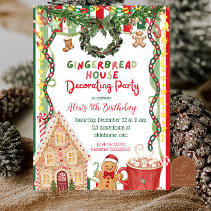 Quirky Christmas Gingerbread House Birthday Invitation