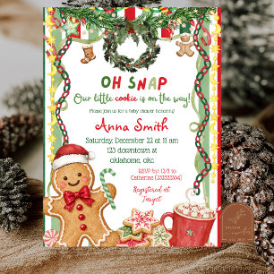Quirky Christmas Gingerbread Oh Snap Baby Shower Invitation