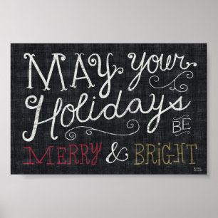Quirky Christmas Merry and Bright Poster