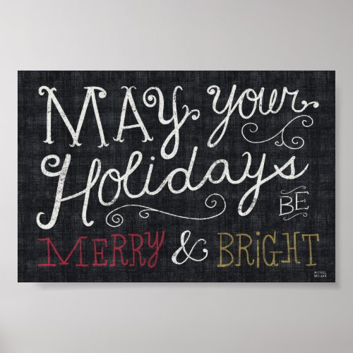 Quirky Christmas Merry and Bright Poster