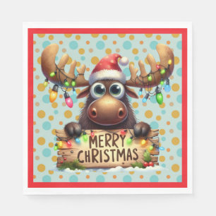 Quirky Christmas Moose Napkins