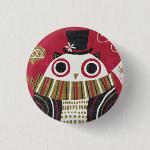 Quirky Christmas Owl Button