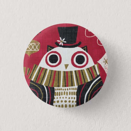Quirky Christmas Owl Button