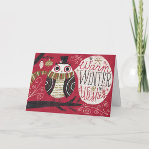 Quirky Christmas Owl Holiday Card