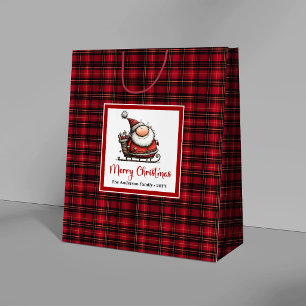Quirky Christmas Playful Santa Hand Drawing Gift B Large Gift Bag