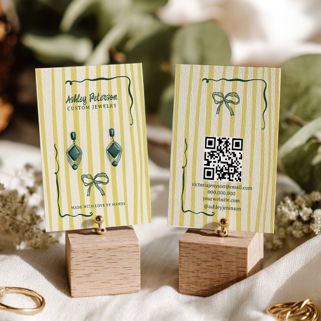Quirky Citrus Hand-Drawn Bow Jewelry Earring Business Card (Quirky Citrus Hand-Drawn Bow Jewelry Earring Business Card)