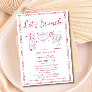 Quirky Cocktails Pink Let's Brunch Any Event Party Invitation