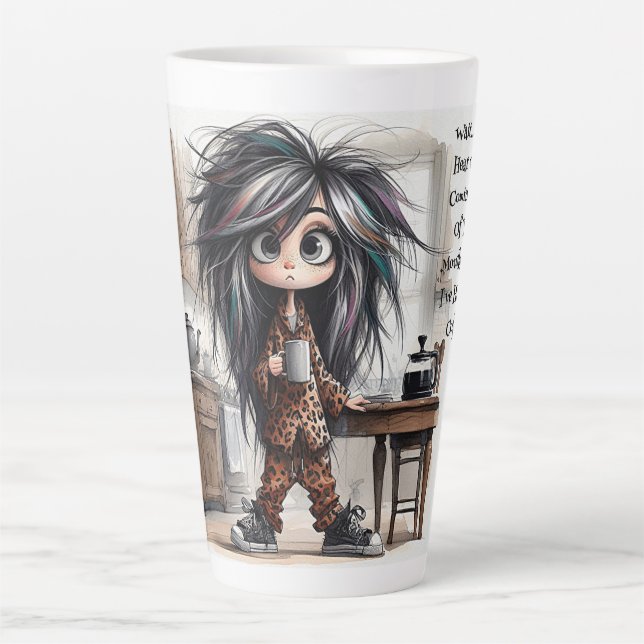 Quirky Coffee Lady Wait Latte Mug (Front)