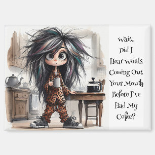 Quirky Coffee Lady Wait Magnet