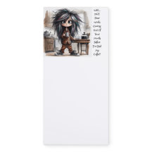 Quirky Coffee Lady Wait  Magnetic Notepad