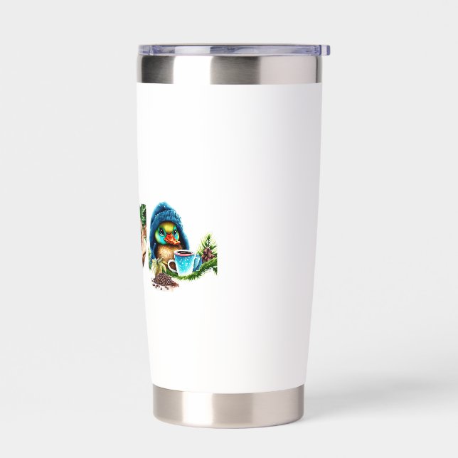 Quirky Coffee Lover Duck Design Insulated Tumbler (Left)