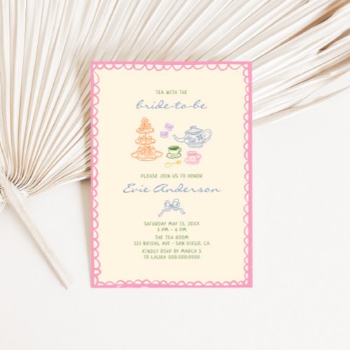 Quirky Colorful Bridal Tea Party Invitation