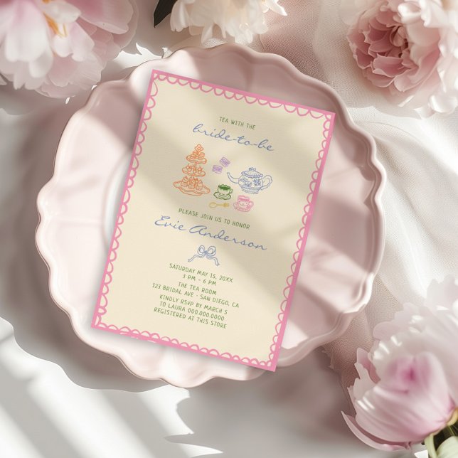 Quirky Colorful Bridal Tea Party Invitation (Creator Uploaded)
