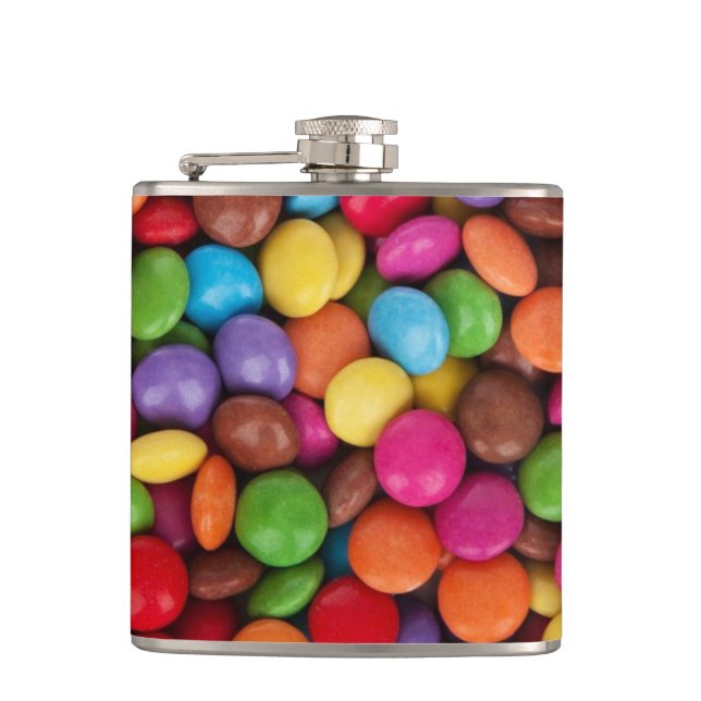 Quirky Colorful Candy Buttons Flask (Front)