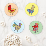 Quirky Colorful Chicken Bird Doodles Coaster Set<br><div class="desc">Fun coaster set with 4 different bird doodles.</div>