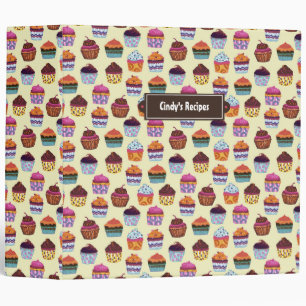 Quirky Colorful Cupcakes Illustration Pattern Binder