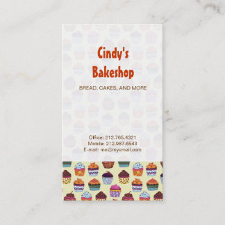Quirky Colorful Cupcakes Illustration Pattern Business Card