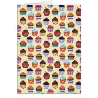 Quirky Colorful Cupcakes Illustration Pattern Cards