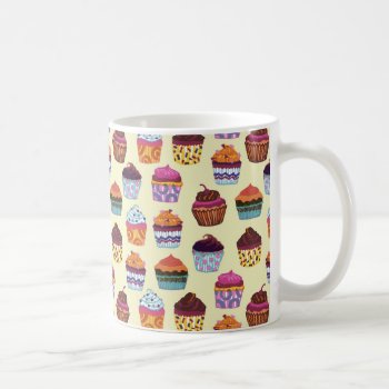 Quirky Colorful Cupcakes Illustration Pattern Coffee Mug by funkypatterns at Zazzle