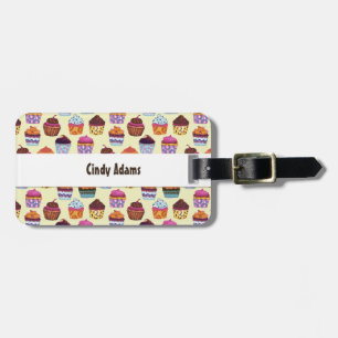 Quirky Colorful Cupcakes Illustration Pattern Luggage Tag