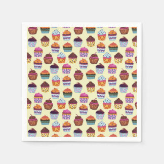 Quirky Colorful Cupcakes Illustration Pattern Paper Napkins