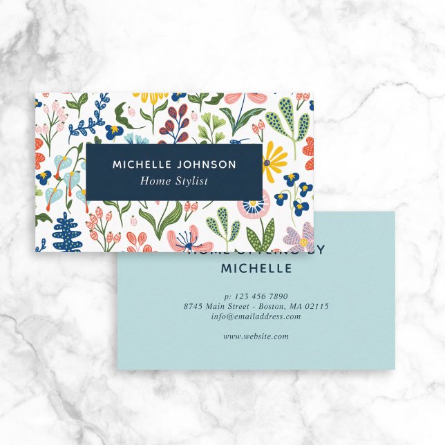 Quirky Colorful Floral Pattern Business Card (Creator Uploaded)