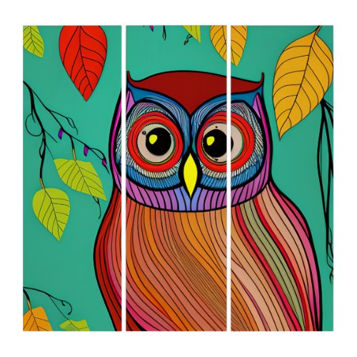 Quirky Colorful Folk Art Abstract Owl