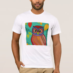 Quirky Colorful Folk Art Abstract Owl T-Shirt