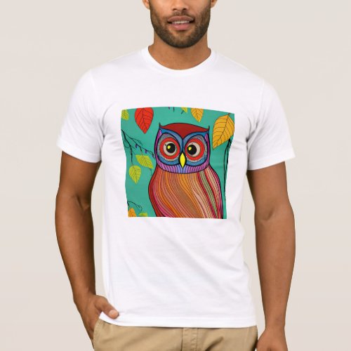 Quirky Colorful Folk Art Abstract Owl T_Shirt