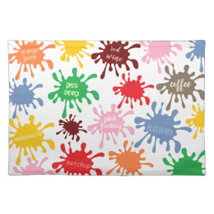 Quirky Colorful Food Stain Splatter Cloth Placemat