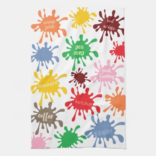 Quirky Colorful Food Stain Splatter Kitchen Towel
