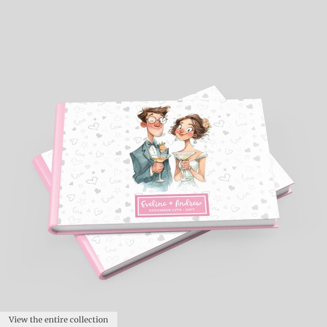 Quirky Couple Guest Book Funny Wedding Watercolor (Quirky Couple Guest Book Funny Wedding Watercolor)