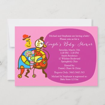 Quirky Couple's Baby Shower Invitation by thepapershoppe at Zazzle