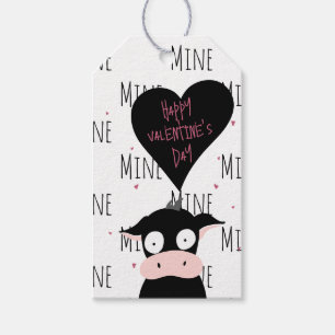 Quirky Cow Happy Valentines Day   Mine Pattern Gift Tags
