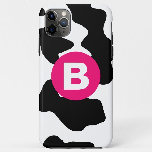Quirky Cow Patch Pattern Pink Monogram Case-Mate iPhone Case (Back)