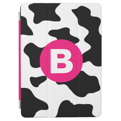 Quirky Cow Patch Pattern Pink Monogram iPad Air Cover