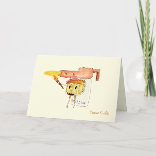 Quirky Creme Brulee Dessert Funny Cartoon Humor Card