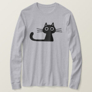 Quirky Cute Black Kitty Cat with Long Whiskers T-Shirt