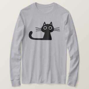 Quirky Cute Black Kitty Cat with Long Whiskers T-Shirt