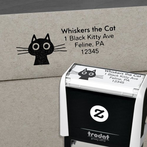 Quirky Cute Kitty Cat Fun Return Address Self_inking Stamp