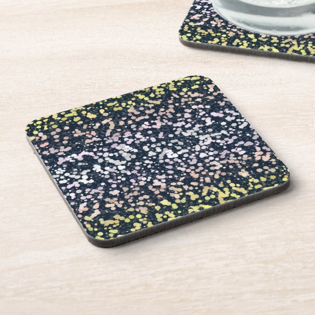 Quirky Cute Retro Boho Flora Pangender Pride Flag Beverage Coaster (Left Side)